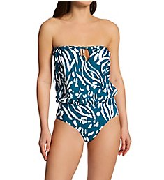 Anne Cole Jungle Fever Strapless Blouson One Piece Swimsuit MO06157