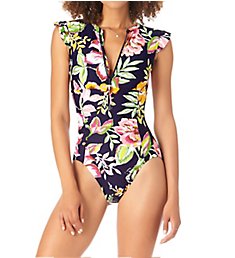 Anne Cole Tropical Bloom Flutter Zip One Piece Swimsuit MO07961
