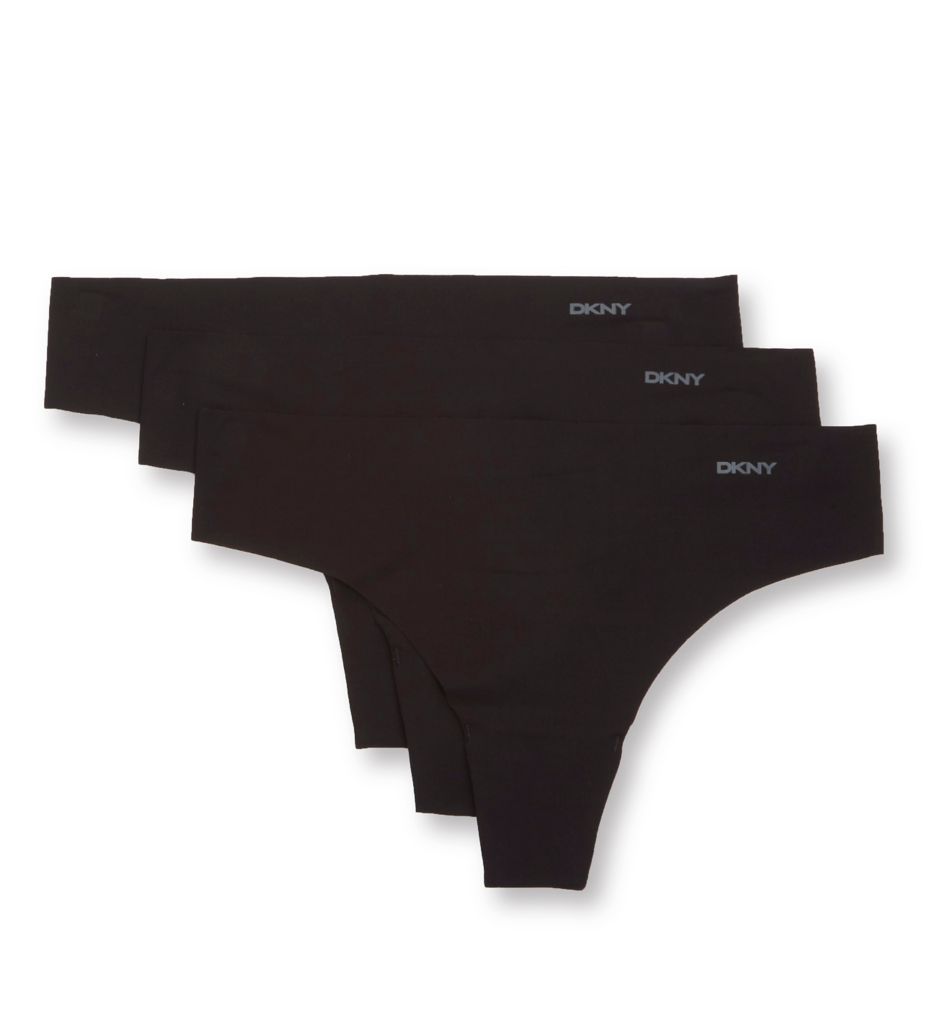 DKNY Assorted 3-pack Monogram Mesh Thong in Black
