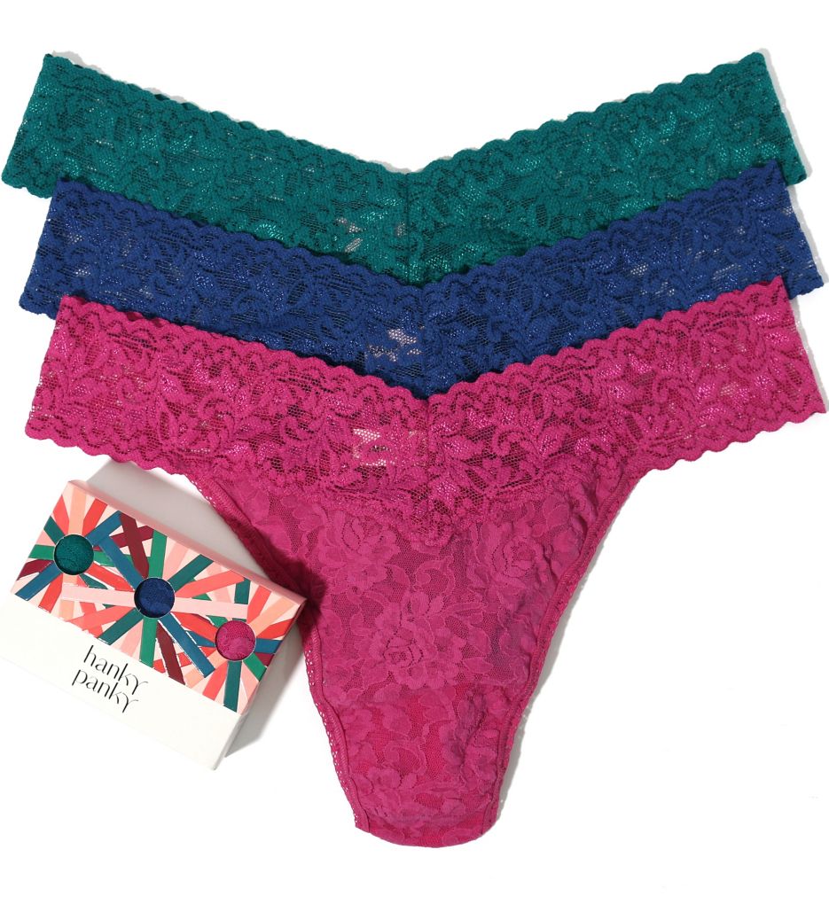 Hanky Panky Signature Lace Original Rise Thong Holiday 3 Pack 48LN3BX