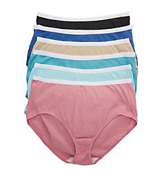 Just My Size Plus Size Ribbed Cotton Brief Panty - 6 Pack 1610RH