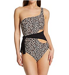 Vince Camuto Tanzania Cheetah One Shoulder One Piece Swimwuit V04626